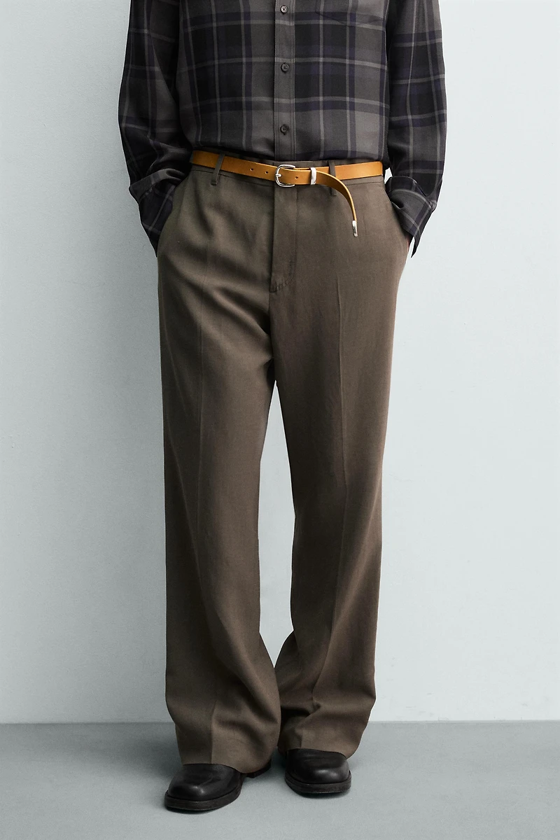 FLARE FIT VISCOSE - LINEN SUIT PANTS