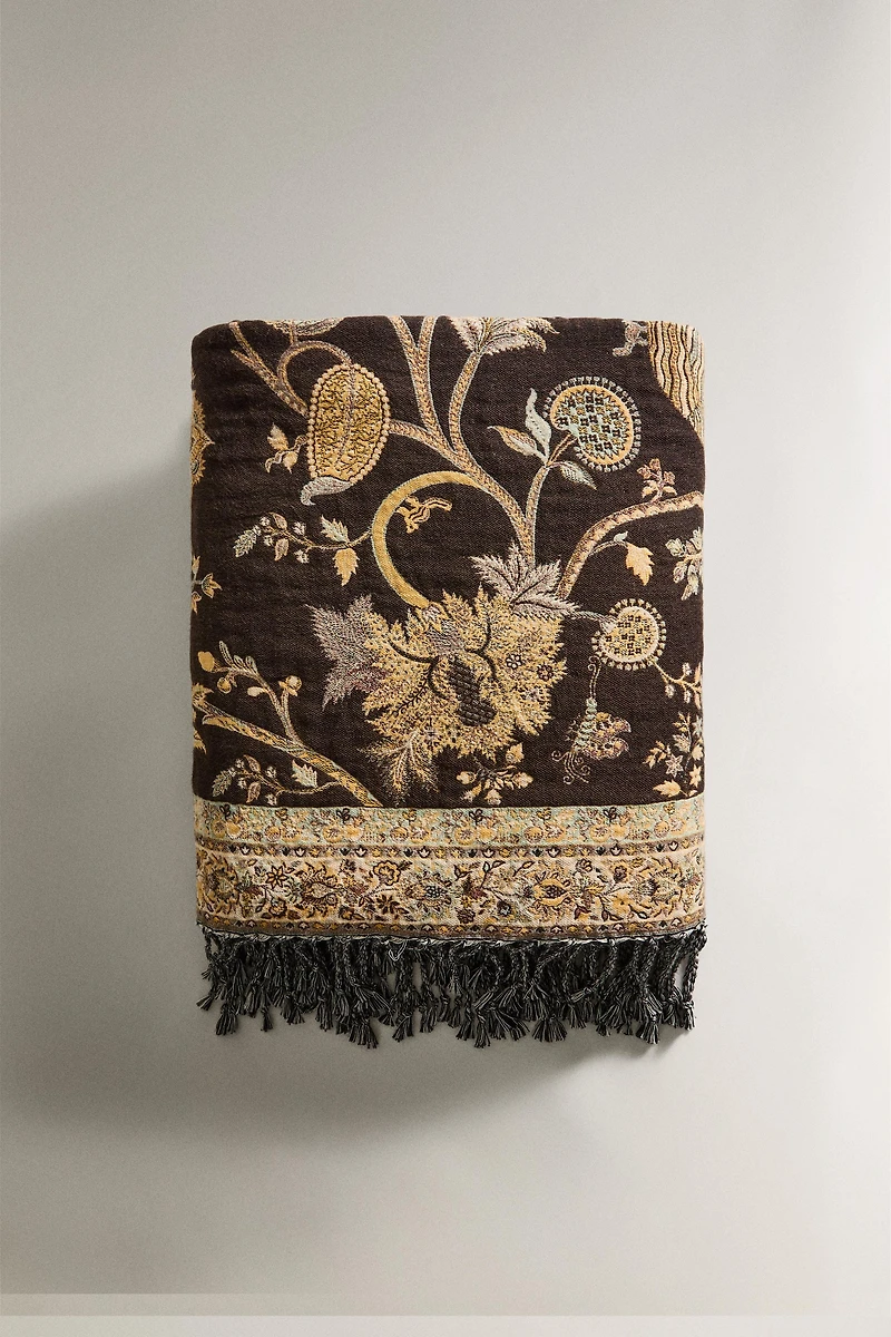 PLAID JACQUARD FLEURS