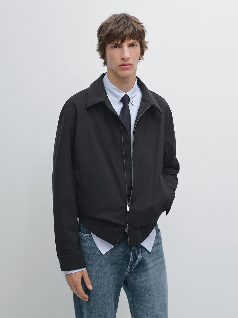 Water-repellent bomber jacket with hem detail