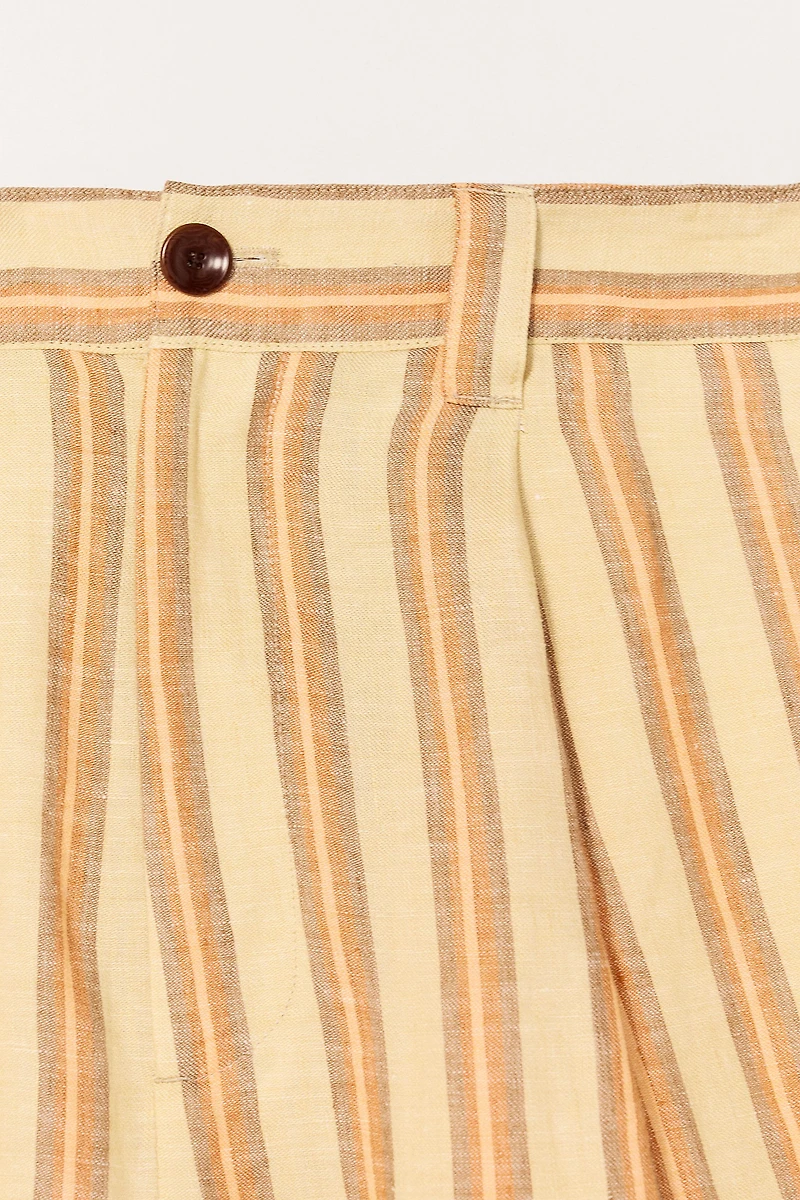 LIMITED EDITION STRIPED LINEN BERMUDA SHORTS