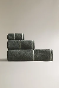 RICE STITCH BORDER BATH TOWEL