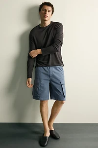 T-SHIRT JACQUARD À RAYURES CHANVRE - VISCOSE