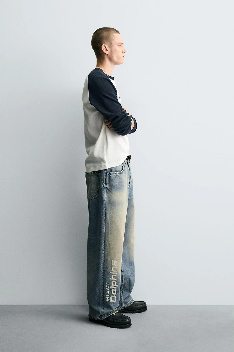 NFL MIAMI DOLPHINS EMBROIDERED RELAXED FIT JEANS