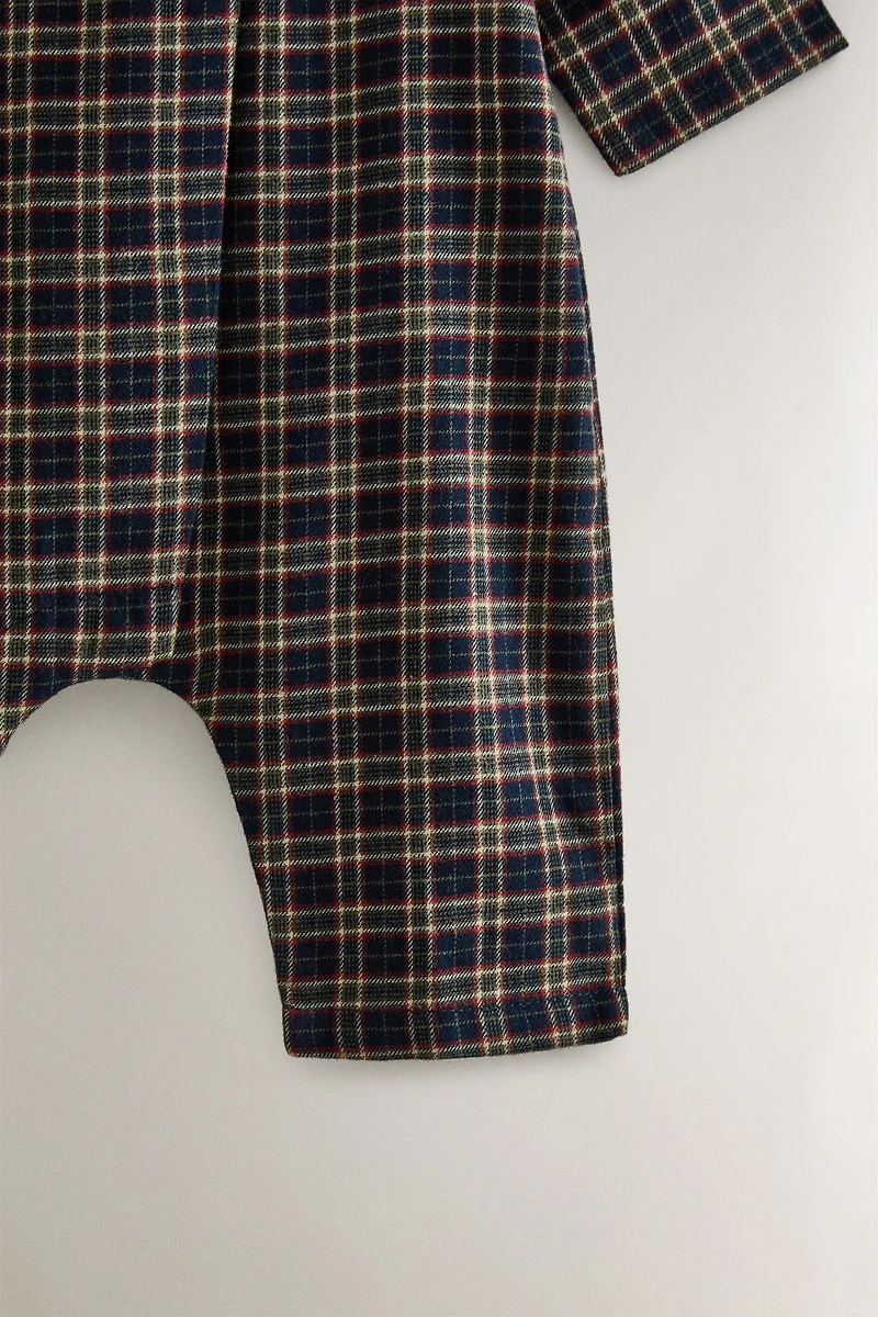 CHECK FLANNEL CHRISTMAS BABY ROMPER