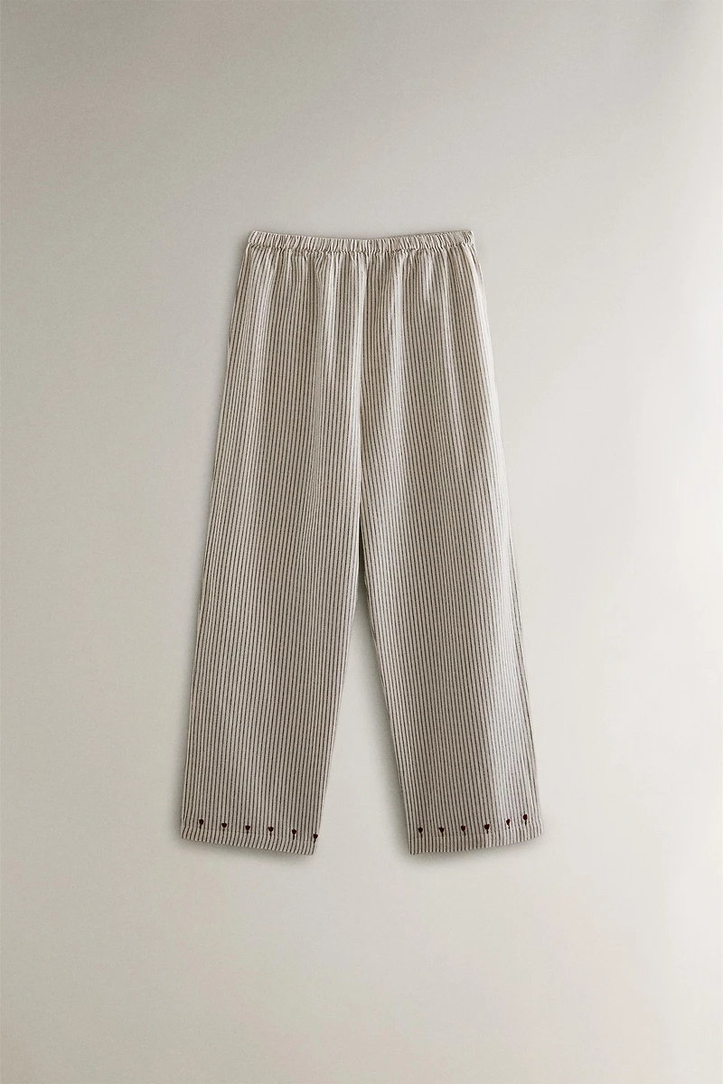 GATHERED STRIPED CHRISTMAS PAJAMA SET (SET OF 2)