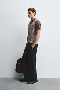 CHECKERED PRINT KNIT POLO SHIRT