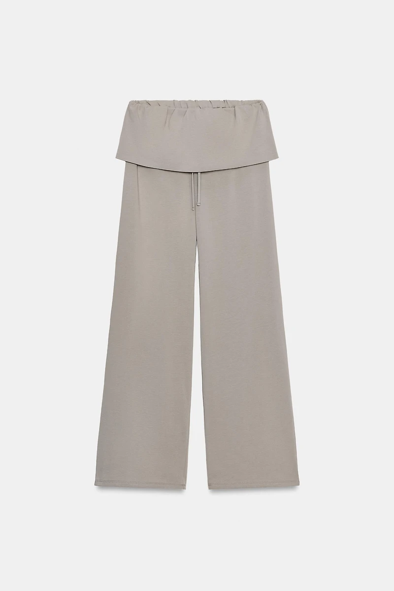 PANTALON EN COTON ÉPAIS AVEC CEINTURE LARGE