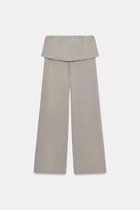 PANTALON EN COTON ÉPAIS AVEC CEINTURE LARGE