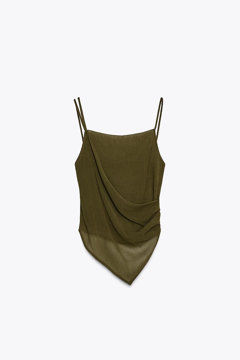TOP ASYMÉTRIQUE TEXTURÉ SEMI-TRANSPARENT