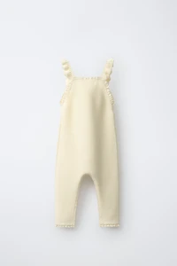 EMBROIDERED FLORAL KNIT OVERALLS