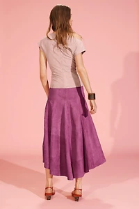 LIMITED EDITION ASYMMETRIC SUEDE MIDI SKIRT