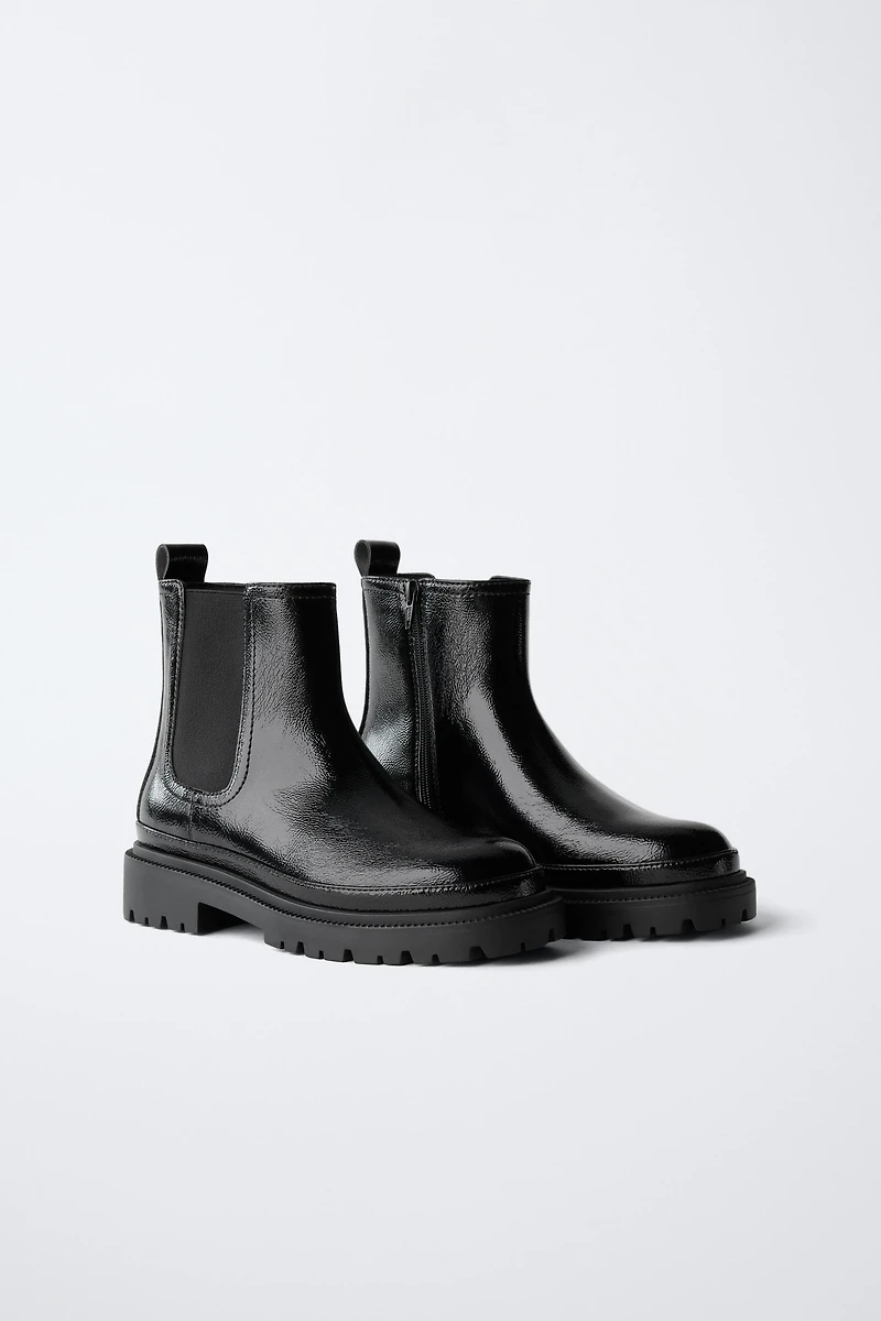 PATENT ANKLE BOOTS