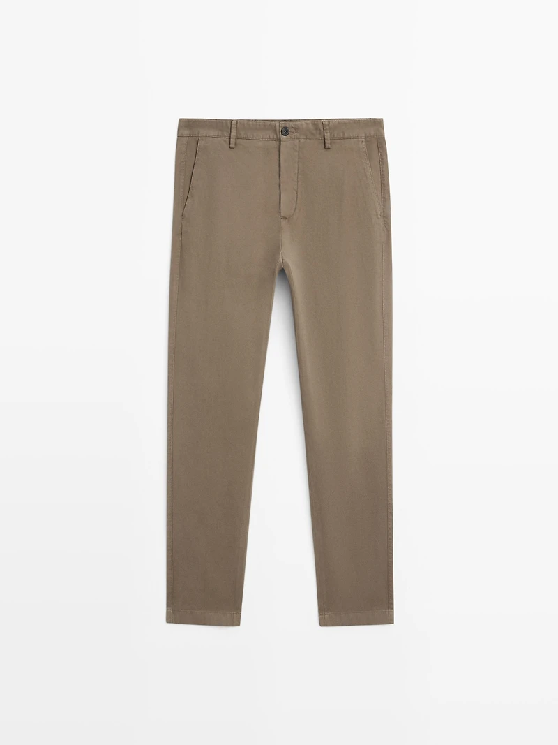 Slim-fit micro-textured trousers