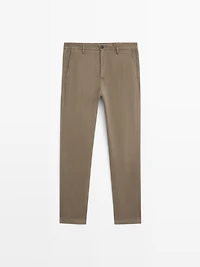 Slim-fit micro-textured trousers