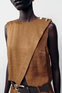 SATIN EFFECT WRAP TOP