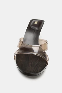 WEDGE SANDALS WITH VINYL EFFECT