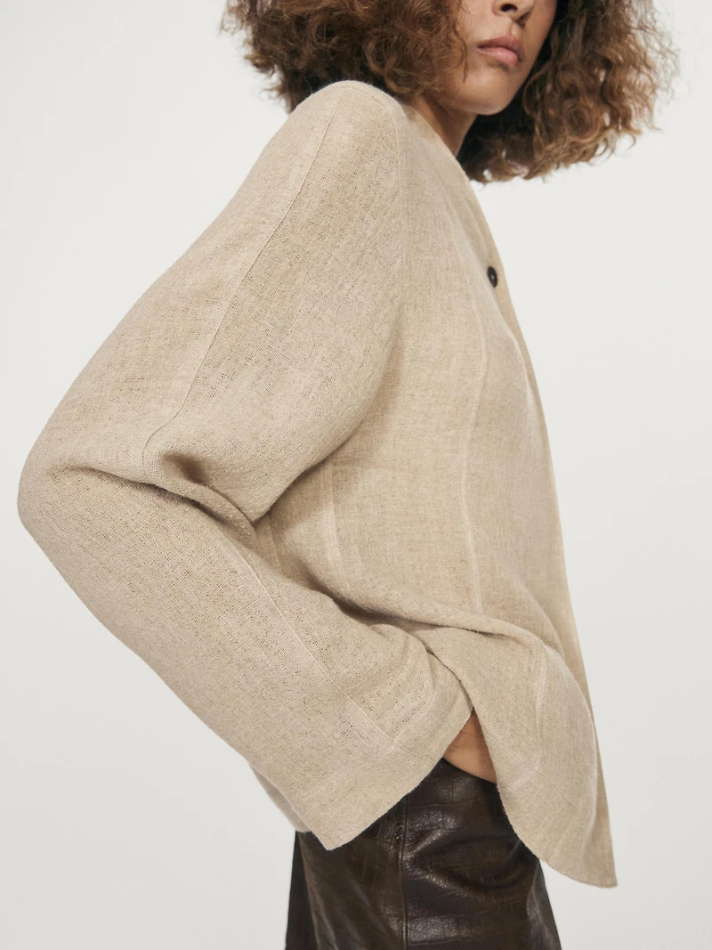 Wool blend overshirt with visible buttons