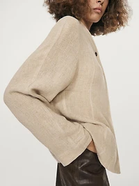 Wool blend overshirt with visible buttons