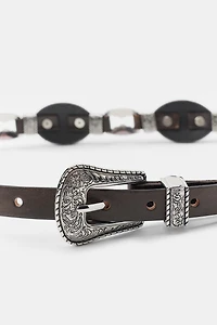 CEINTURE EN CUIR 100 % AVEC PLAQUES