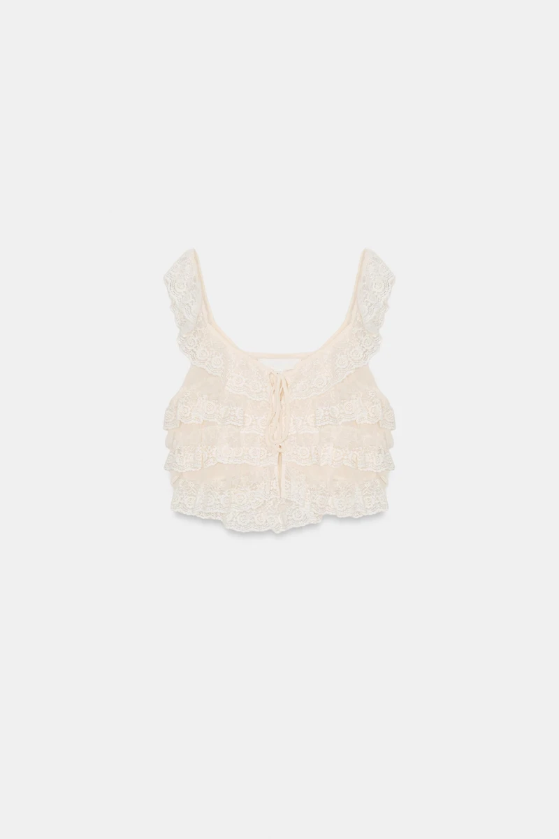 RUFFLED LACE TOP