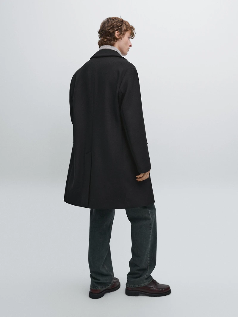 Manteau long en laine mélangée