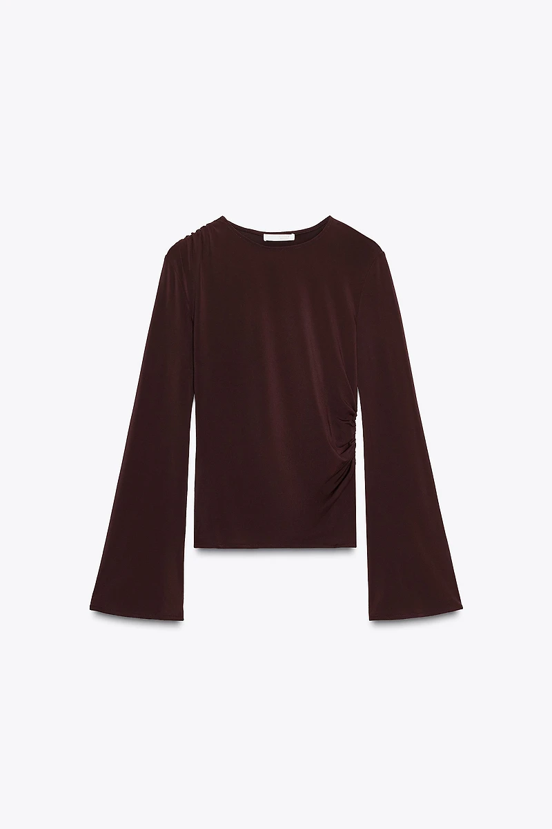 LONG SLEEVE RUCHED T-SHIRT
