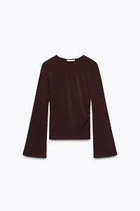 LONG SLEEVE RUCHED T-SHIRT