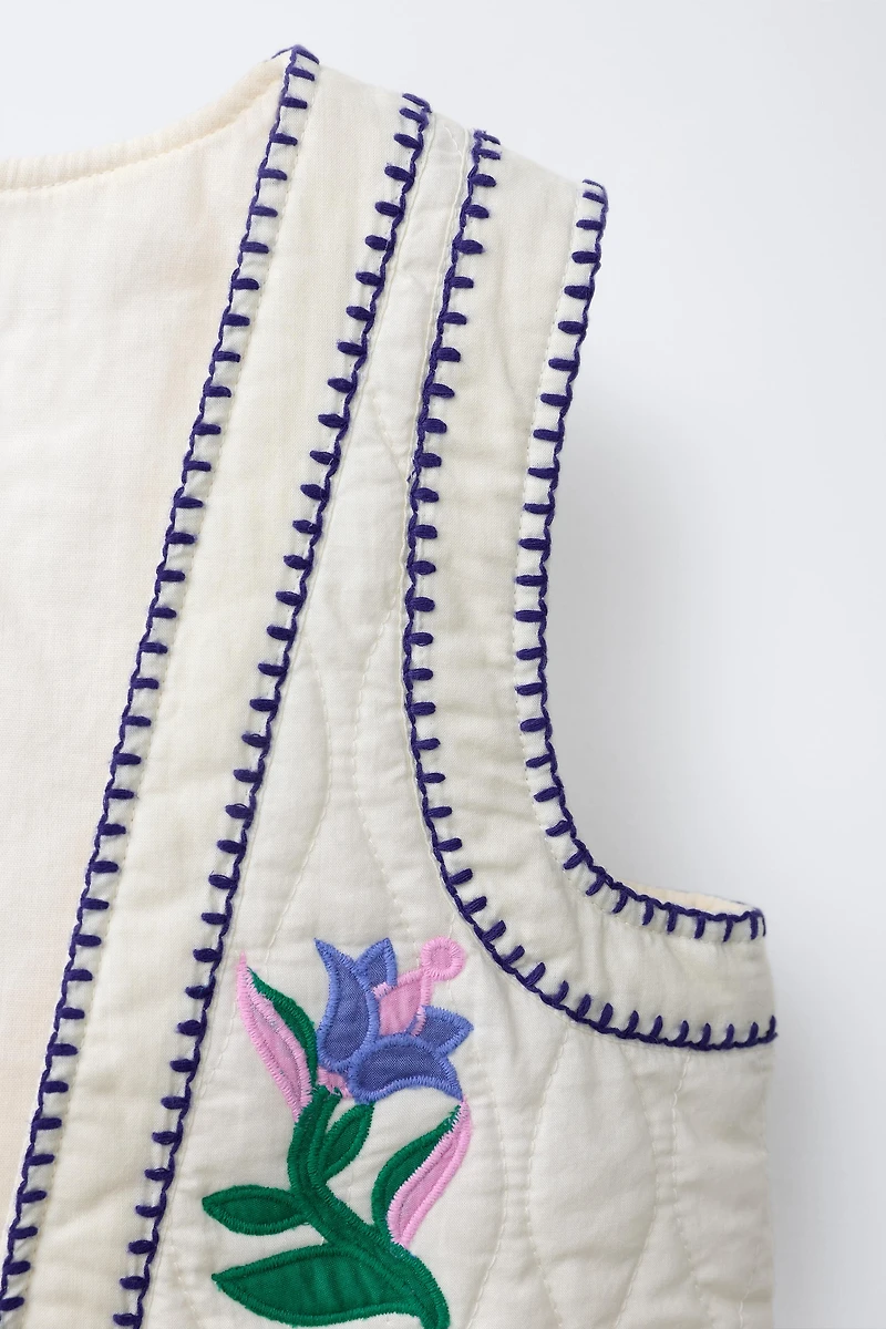 GILET BRODÉ TULIPES