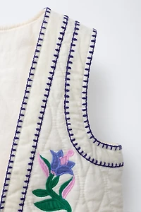 GILET BRODÉ TULIPES