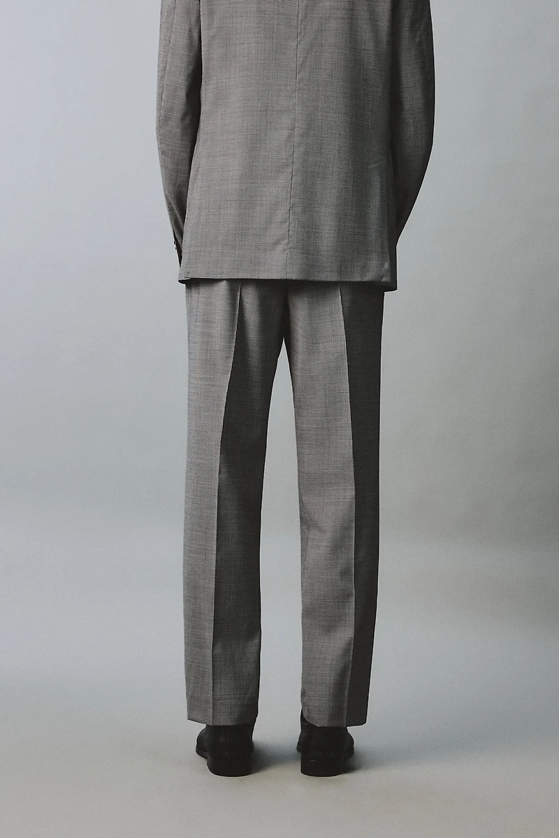 PLAID WOOL BLEND SUIT PANTS