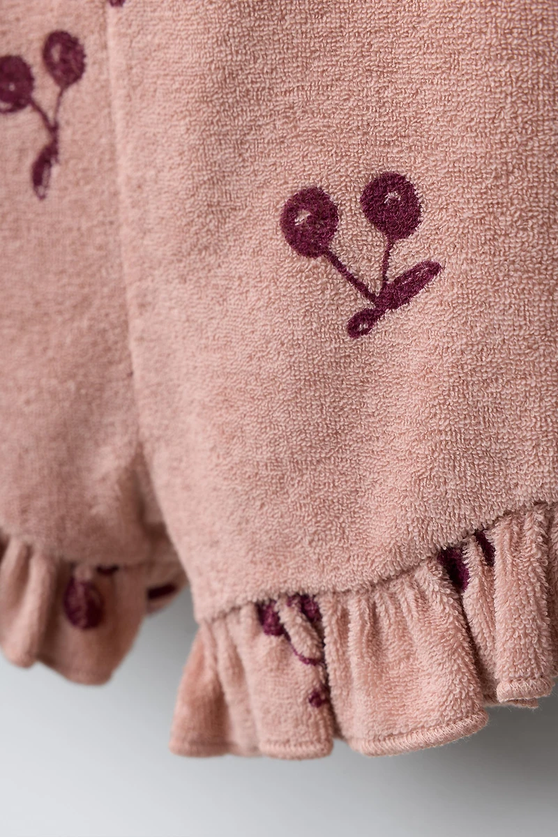 CHERRY TERRY CLOTH SHORT JUMPSUIT