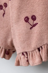 CHERRY TERRY CLOTH SHORT JUMPSUIT