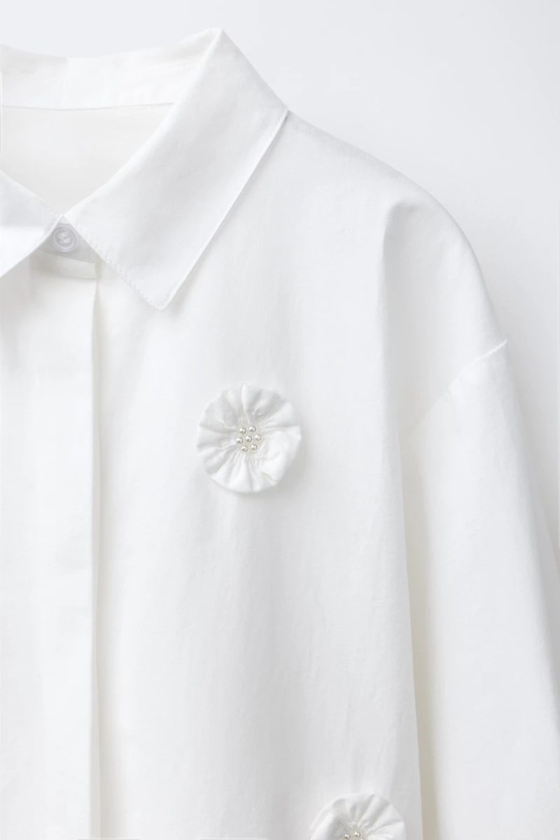3D FLOWER POPLIN SHIRT