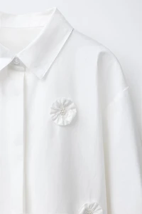 3D FLOWER POPLIN SHIRT