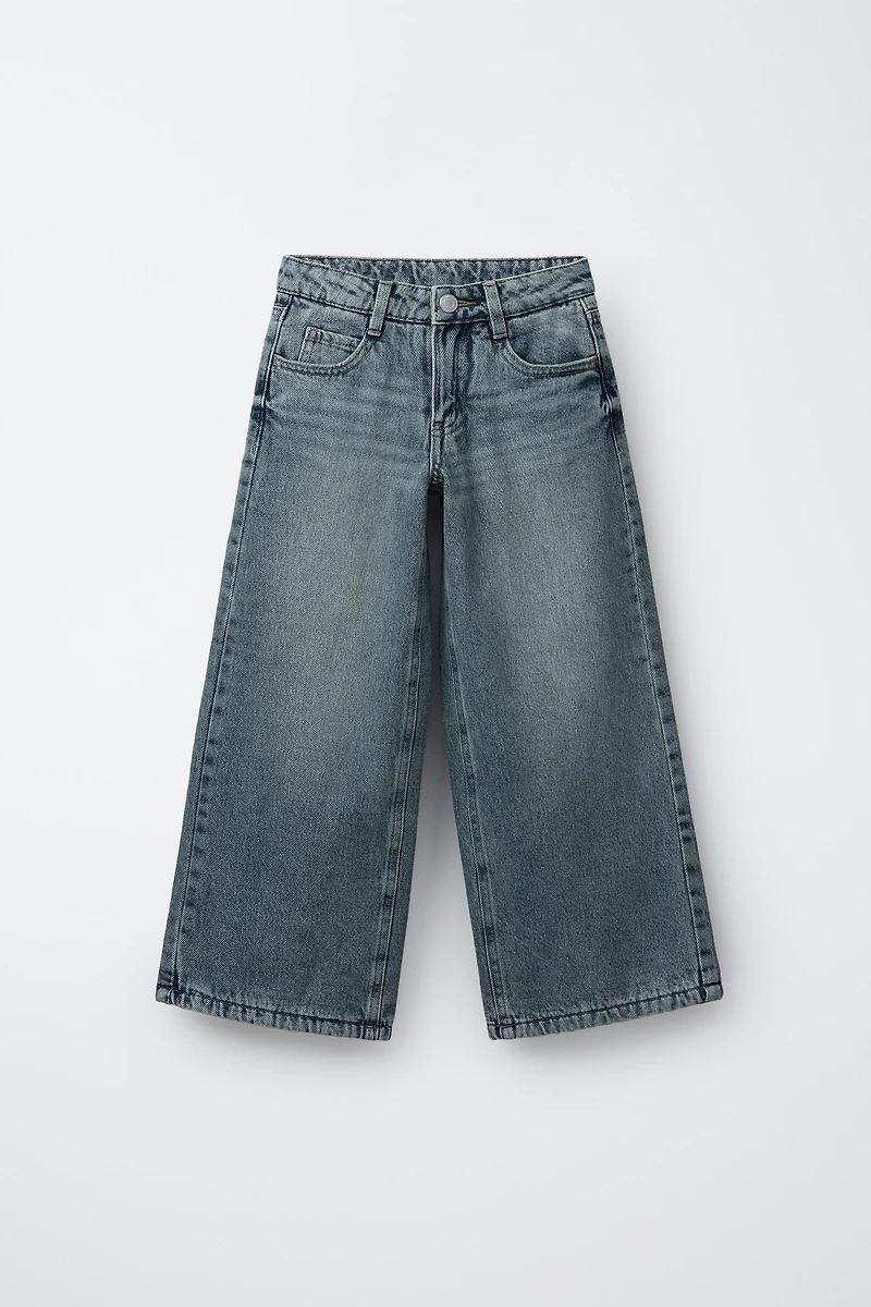 FLEECE-LINED WIDE LEG JEANS