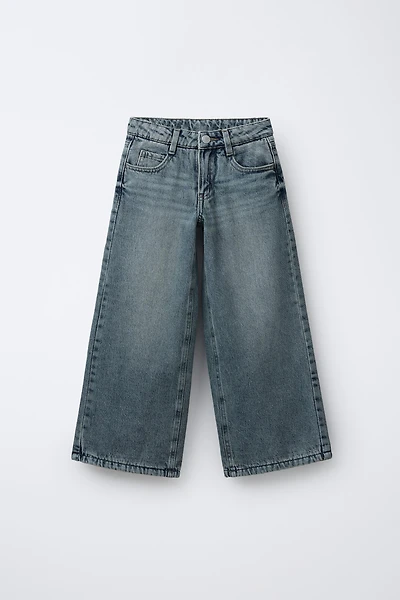 FLEECE-LINED WIDE LEG JEANS