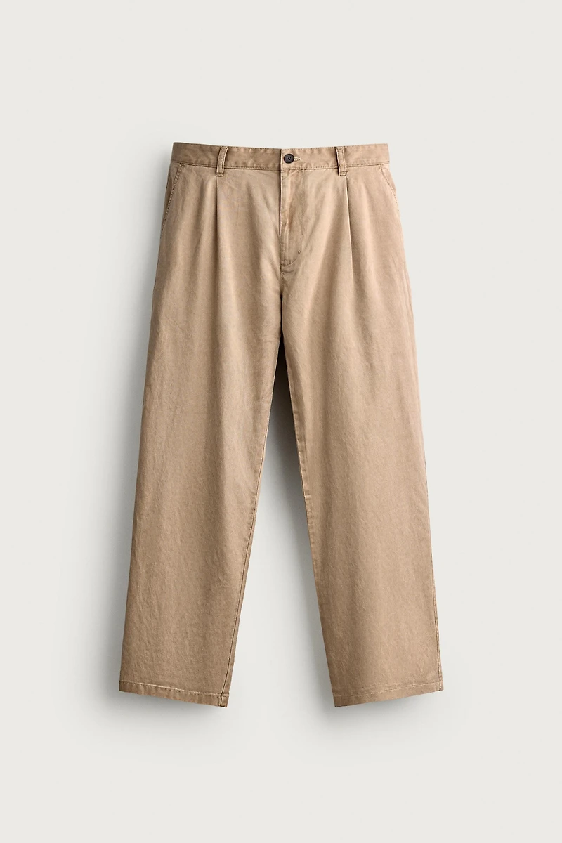 PANTALON CHINO DÉCONTRACTÉ À PLIS