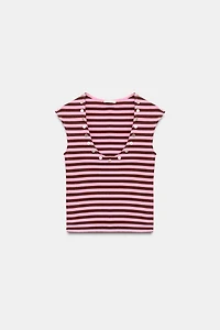 STRIPED BUTTON TOP