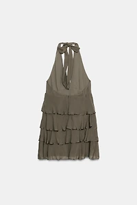 HALTER MINI DRESS WITH RUFFLES
