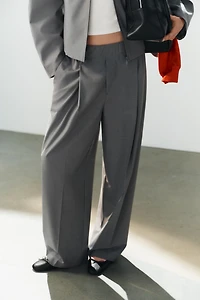 ELASTIC WAIST PLEATED TROUSERS