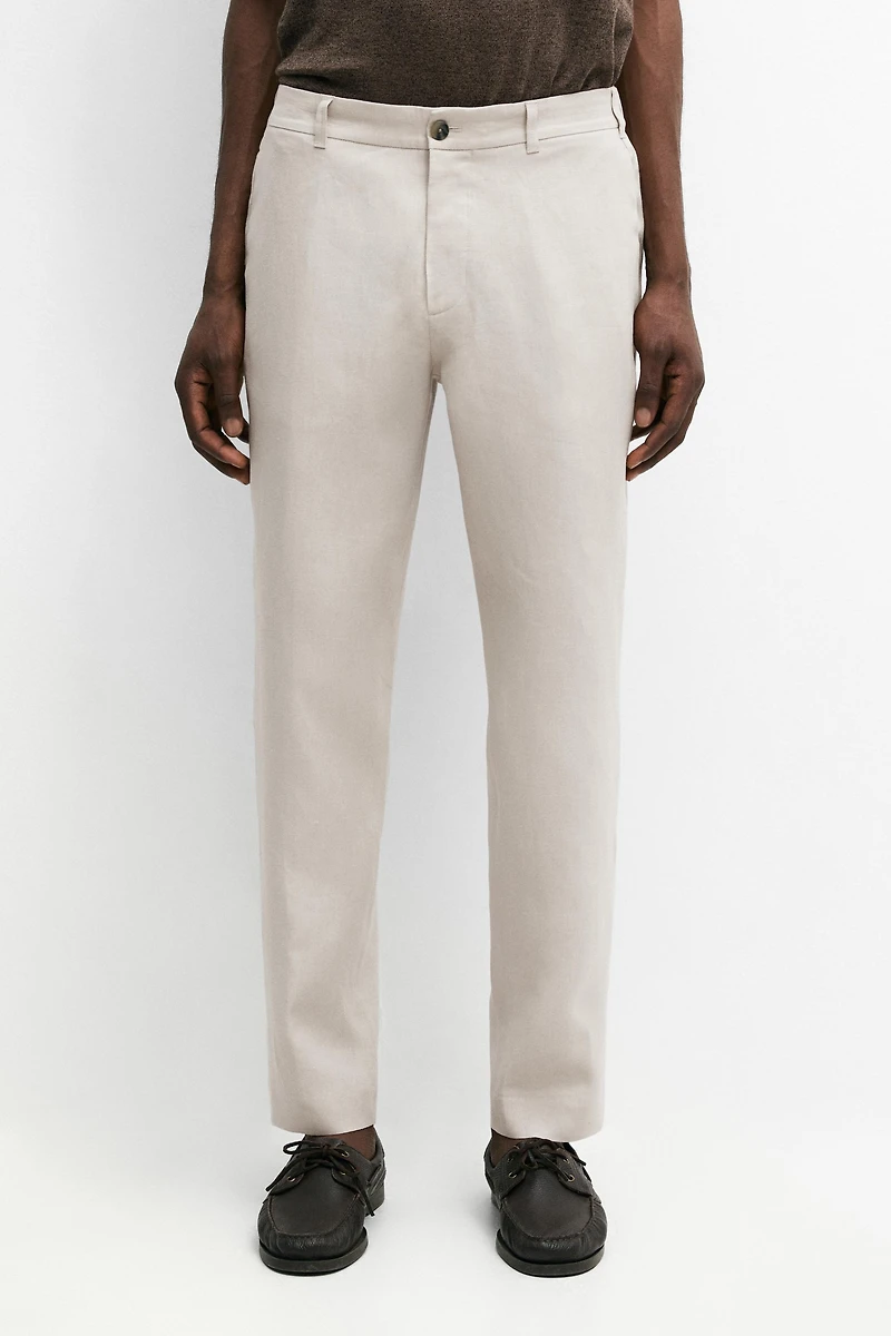 Pantalon tapered fit lin