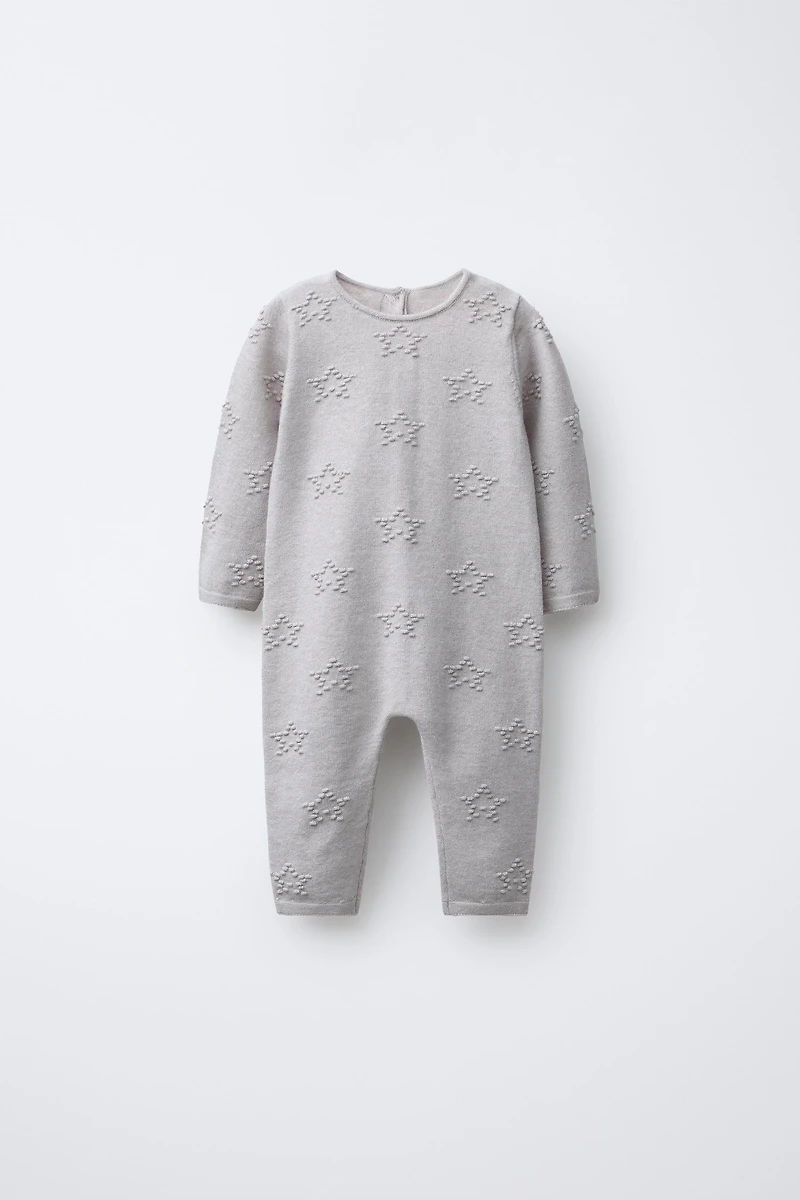 LONG KNIT JUMPSUIT WITH EMBROIDERED STARS