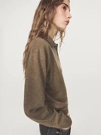 Knit polo sweater with pocket