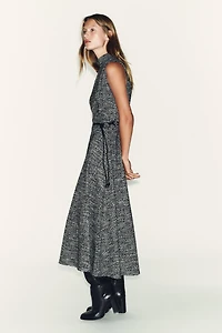 TEXTURED BELTED DRESS