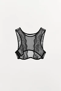 TOP CROP RÉSILLE DENTELLE