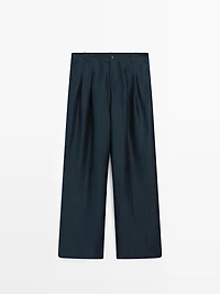 Loose-fitting linen blend trousers