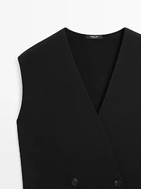 Veste sans manches longue à détail croisé