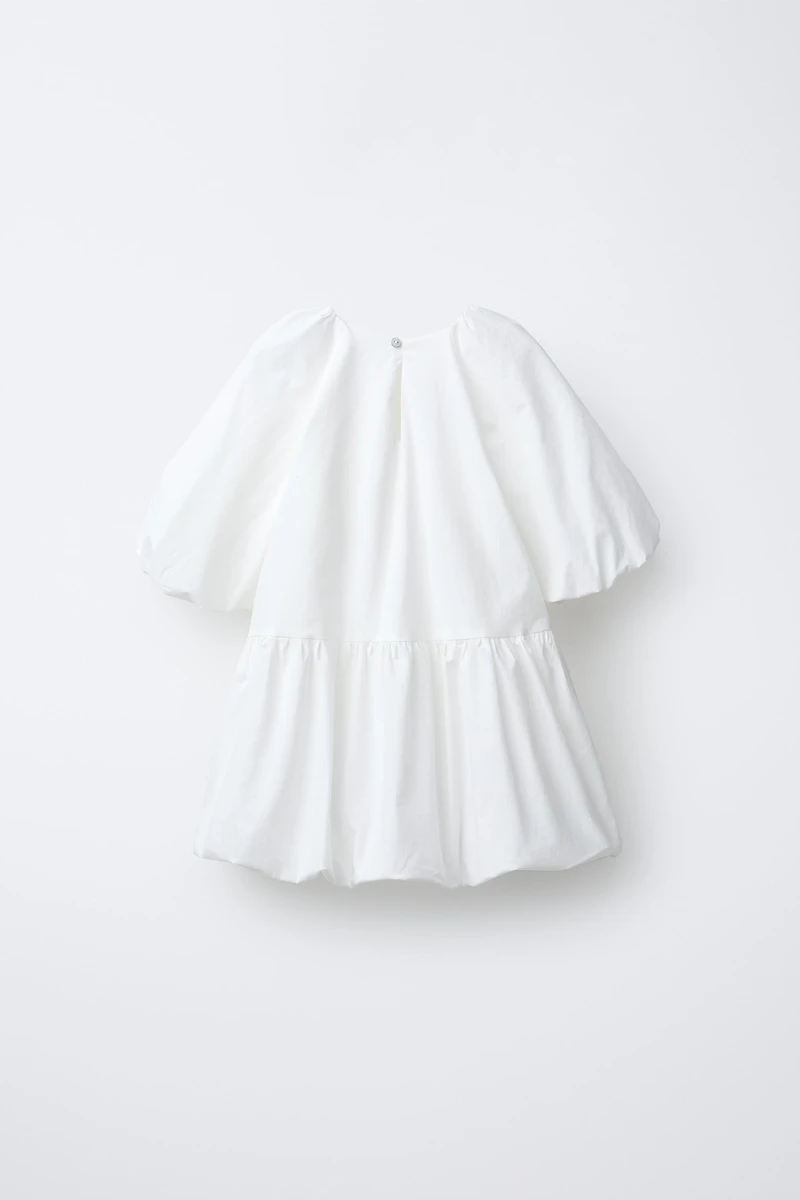 BOW TRIM BALLOON DRESS