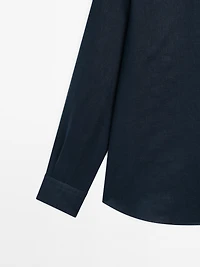 100% linen stand collar shirt