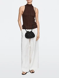 Nappa leather macramé pouch bag